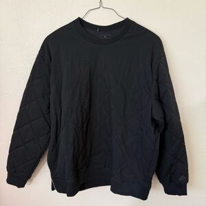 Adidas Quilted Golf PULLOVER CREWNECK SWEATSHIRT BLACK Side Zip XL Like New